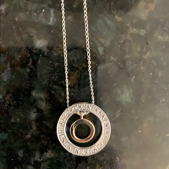 Silver, yellow gold and diamond accent pendent - Picture 5 of 8